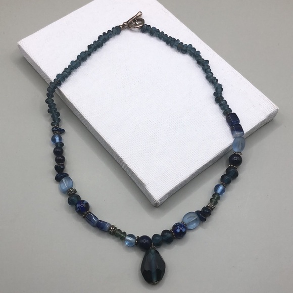 Artisan handmade stone and glass bead boho style necklace free spirit. - Picture 1 of 5